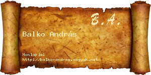 Balko András névjegykártya